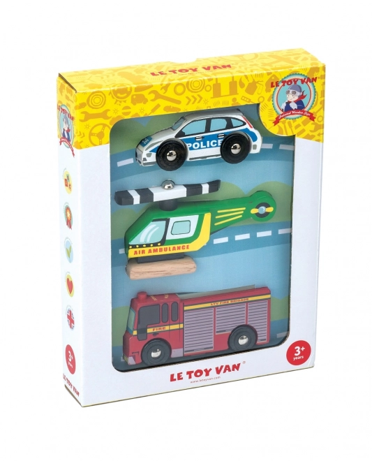 Le Toy Van komplet lesenih reševalnih avtomobilčkov