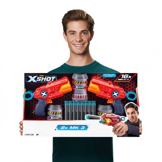 ZURU X-SHOT EXCEL MK 3 dvojni paket z vrtljivo glavo in 16 naboji