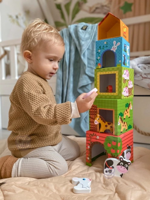 Woopie zelena sestavljanka kmetija s kockami in figurami