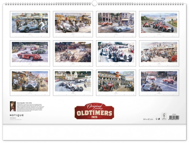 NOTIQUE Stenski koledar Oldtimers – Václav Zapadlík 2025, 64 x 42 cm