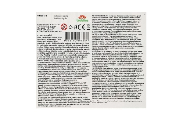 Krožna žaga orodje plast 29x19cm na baterije z zvokom v škatli 31x21x12cm