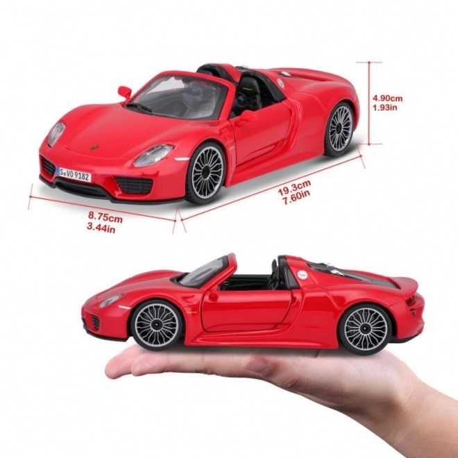 Bburago Porsche 918 Spyder rdeči model 1:24
