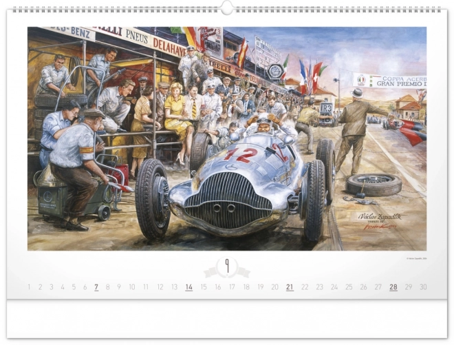 NOTIQUE Stenski koledar Oldtimers – Václav Zapadlík 2025, 64 x 42 cm