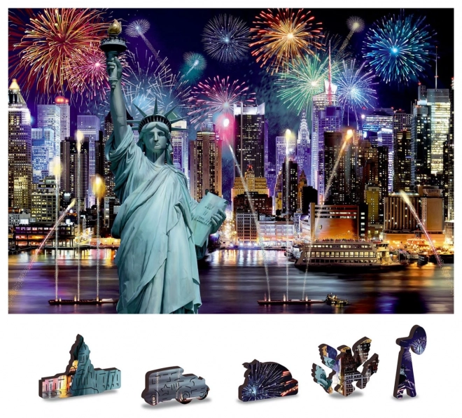 Lesena sestavljanka Nočni New York 2v1