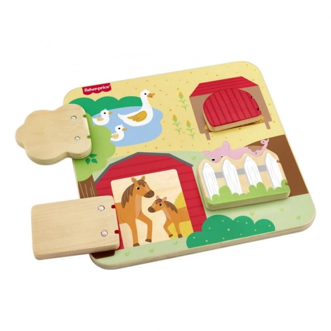 Fisher-Price Lesena igra skrivalnice z živalmi