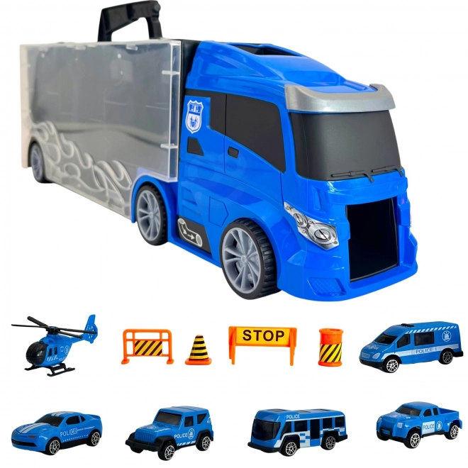 Tovornjak s transporterjem 3v1 Modra Policija