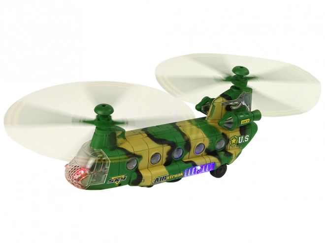 Vojaški helikopter z LED lučmi in zvoki