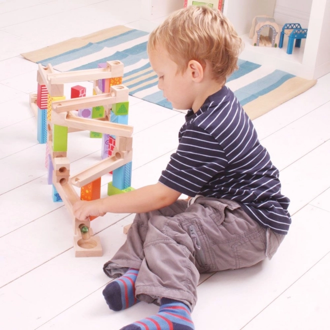 Bigjigs Toys Lesena kroglična proga barvna