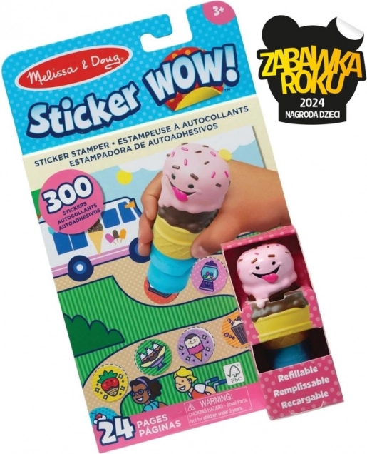 Sticker Wow – knjižica in štampiljka z nalepkami – sladoled