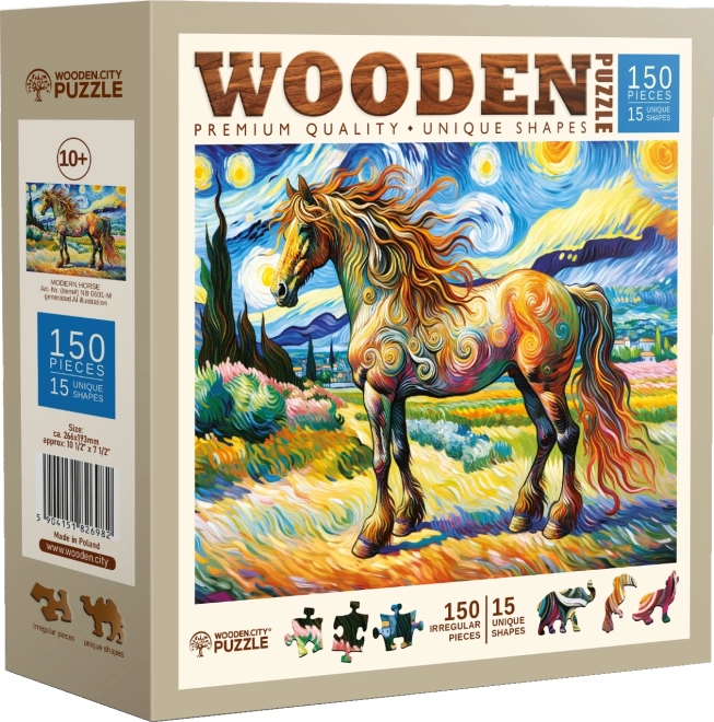 Lesene sestavljanke Moderni konj 150 koščkov WOODEN CITY
