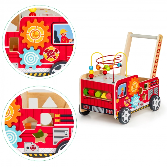 Lesena izobraževalna hojica z kockami - Gasilski avto ECOTOYS