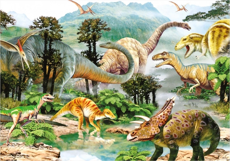Dino puzzle – življenje dinozavrov 100 XL kosov