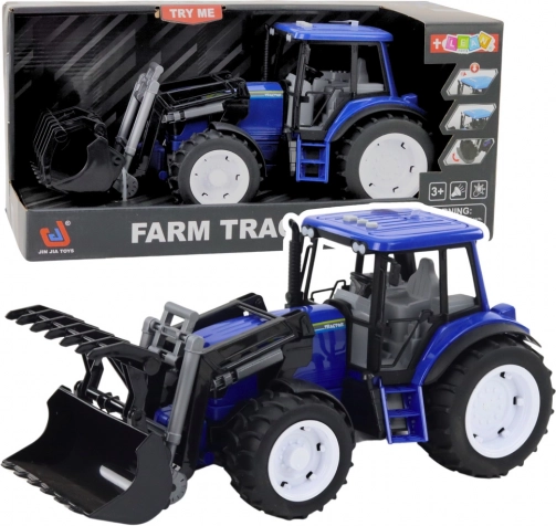 Otroški traktor s premično žlico, lučmi in zvoki – moder 1:10