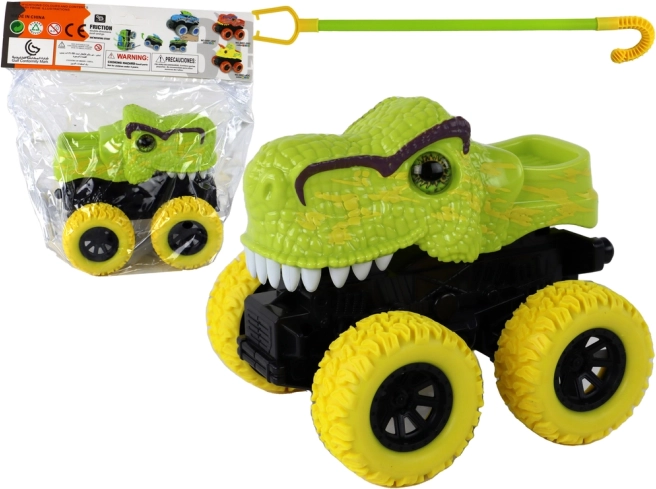 Dinozavrski monster truck z zelenimi gumijastimi kolesi