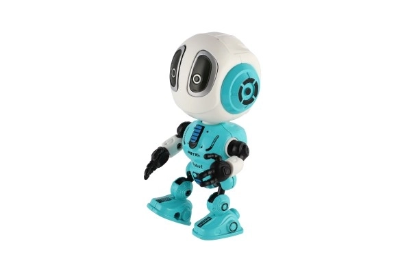 Robot ECHO ponavljajoče stavke kovinski 12cm modri na baterije s zvokom in svetlobo v škatli 10,5x15x5,5cm