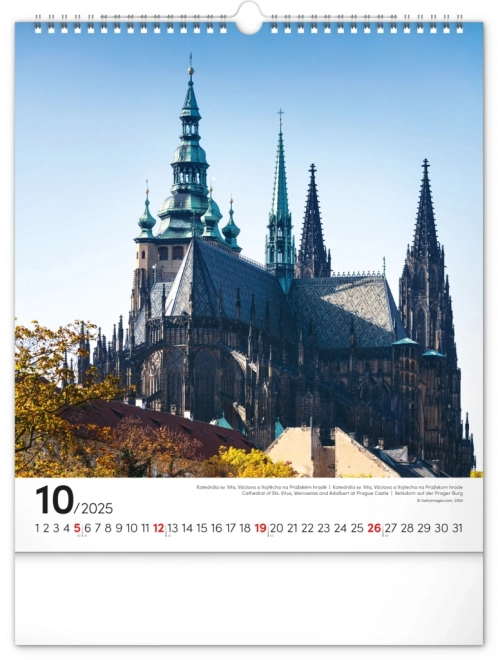 Stenski koledar Praga 2025, 30 × 34 cm