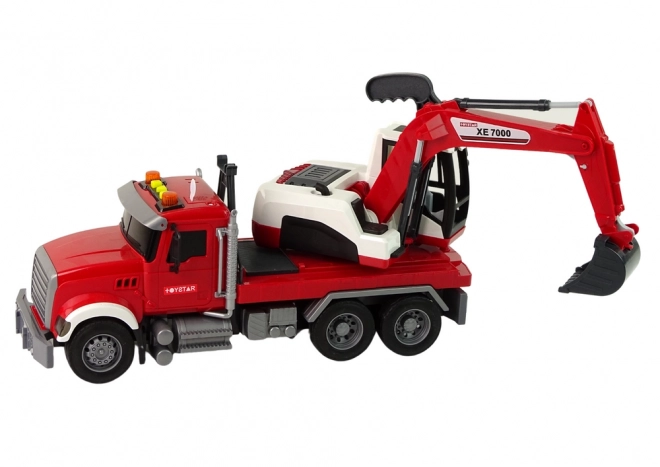 Tovornjak z bagrom traktor bager zvokovne luči