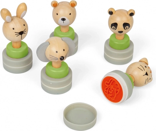Lesena štampiljka z motivi živali Bigjigs Toys