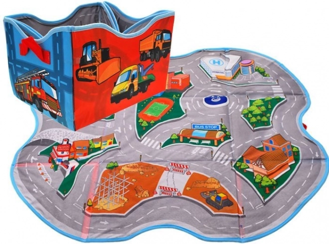 zložljiv shranjevalni box za igrače 2v1 z igralno podlogo mesto, 78 × 70,5 cm