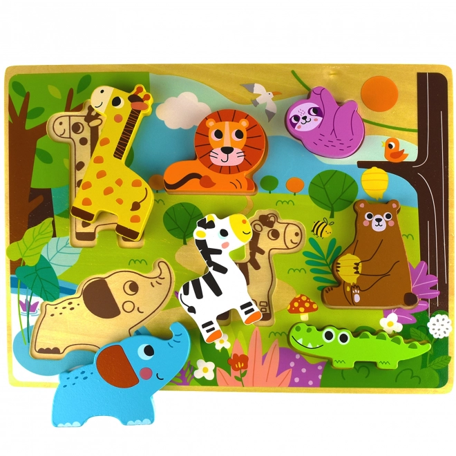 Lesena sestavljanka ZOO Safari za otroke