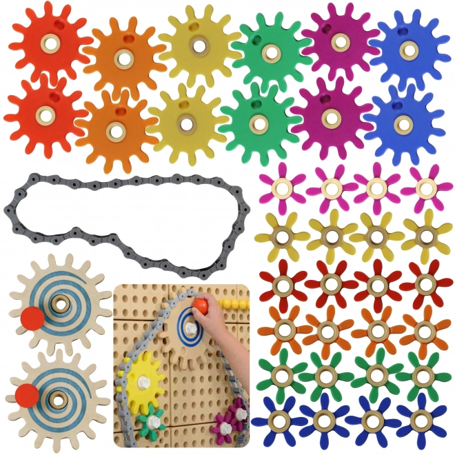 Masterkidz STEM Deska z zobniki in verigo, 39 delov