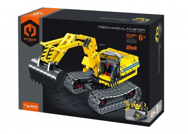Komplet IamMaster bager/robot 2v1 plast 342 delov v škatli 31x23x6,5cm