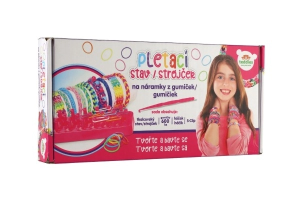 Naredi si svojo zapestnico - gumice 600 kos + orodje + statve za pletenje zapestnic v škatli 27x13x4cm