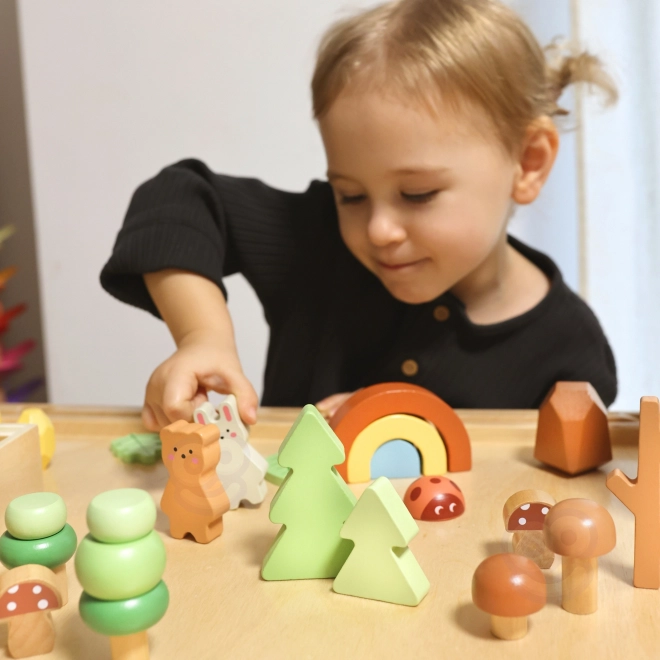 Gozdarski set z lesenimi kockami Tooky Toy