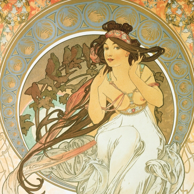 Kratki koledar Alfons Mucha 2025, 30 × 30 cm