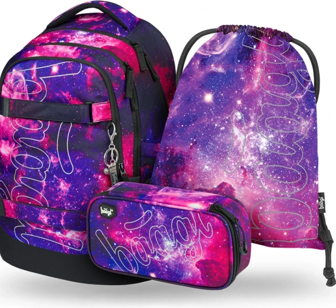 Šolski set Baagl Galaxy: nahrbtnik, peresnica, vrečka