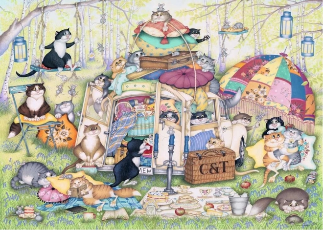 Ravensburger sestavljanka CRAZY CATS – leno poletno popoldne (1000 koščkov)