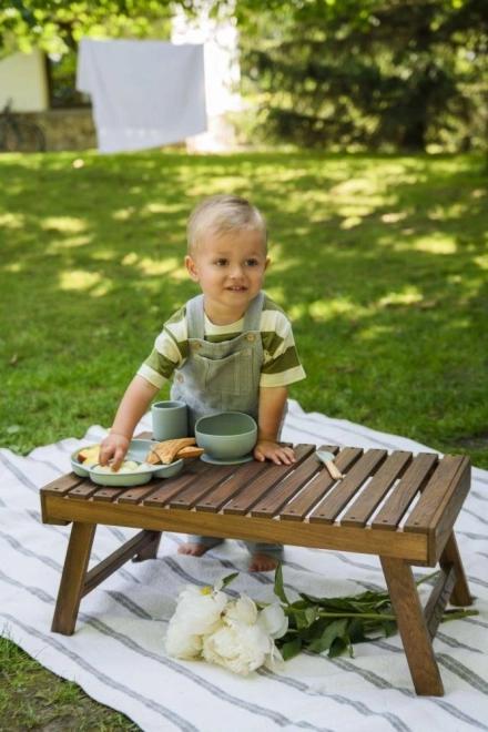 Otroški silikonski jedilni set MoMi AMI siv