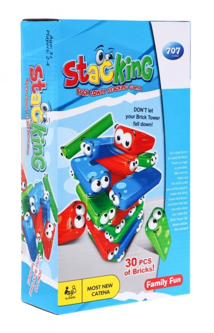 Mini arkadna igra Jenga za otroke 3+ Zlaganje stolpov + 30 barvnih kock + kocke