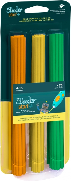 Polnila za 3D pero 3DOODLER START+ – komplet 75 kosov, oranžna, rumena in zelena
