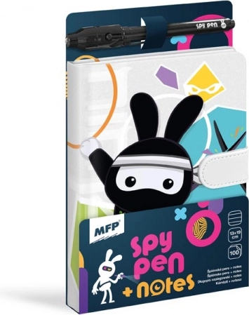 Beležka z magnetom SPY NOTES – črni ninja zajček