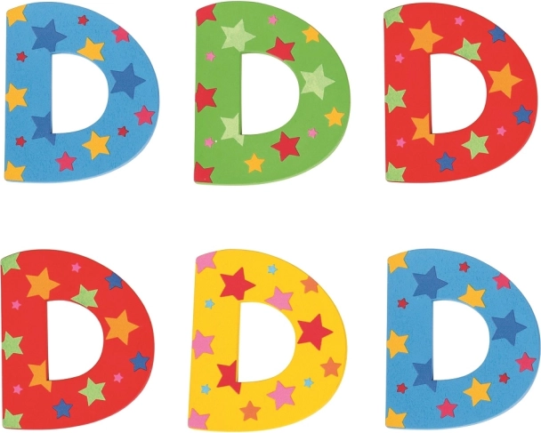 Bigjigs Toys lesena črka D z zvezdicami