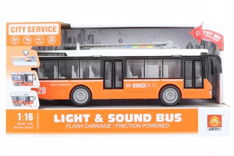 Oranžni svetleči in zvočni trolejbus na baterije