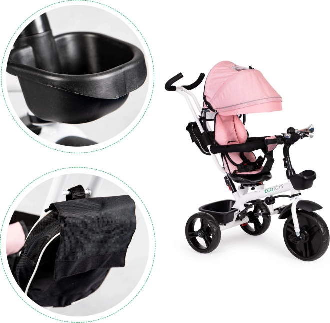 ECOTOYS Tricikel, Športni voziček - roza