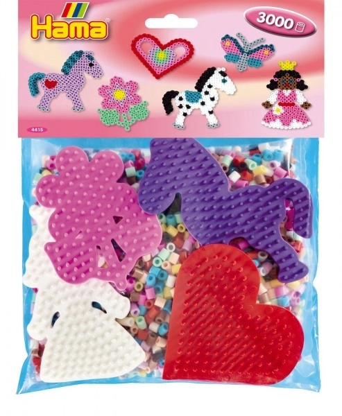 Likalne perlice Hama MIDI 3000 kos + 4 podlage v vrečki 19x21x5cm