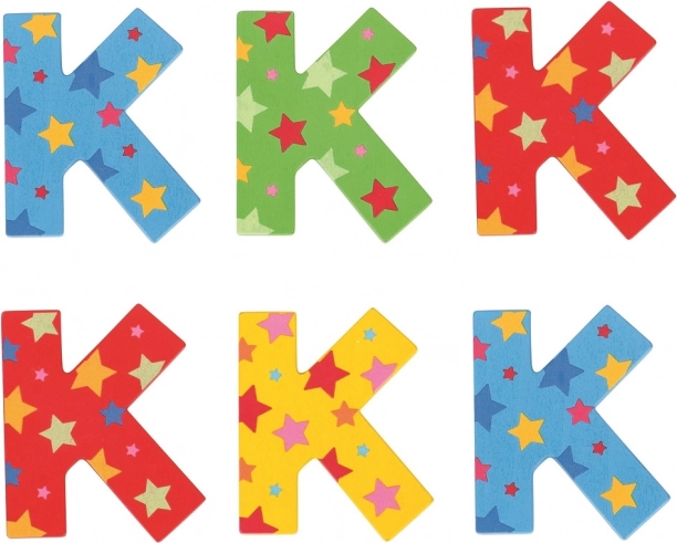 Bigjigs Toys lesena črka K z zvezdicami