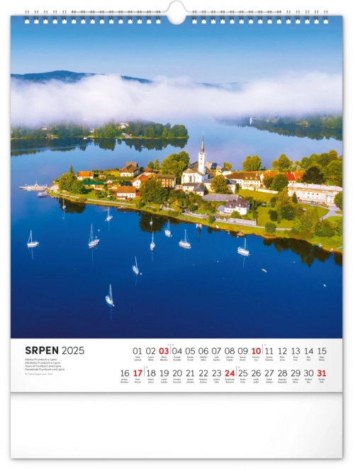 Stenski koledar NOTIQUE Češka republika 2025, 30 x 34 cm