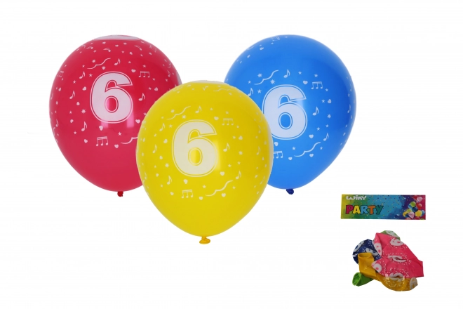 Napihljiva balon s številko 6 30 cm - 5 kosov