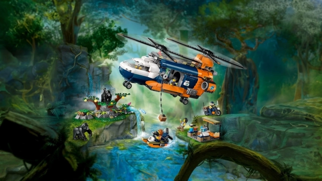 LEGO City 60437 Helikopter za raziskovanje džungle v osnovnem taborišču