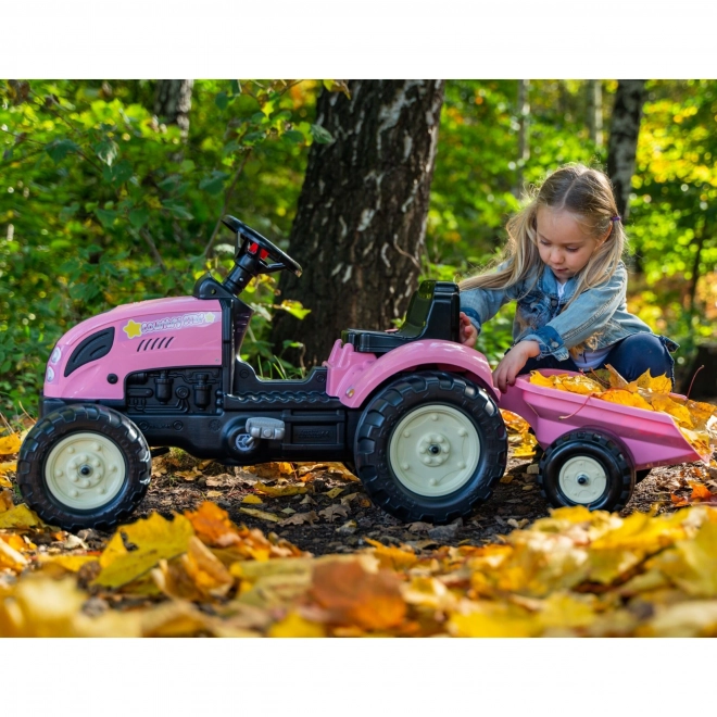Traktor z nožnim pogonom County Star z roza prikolico