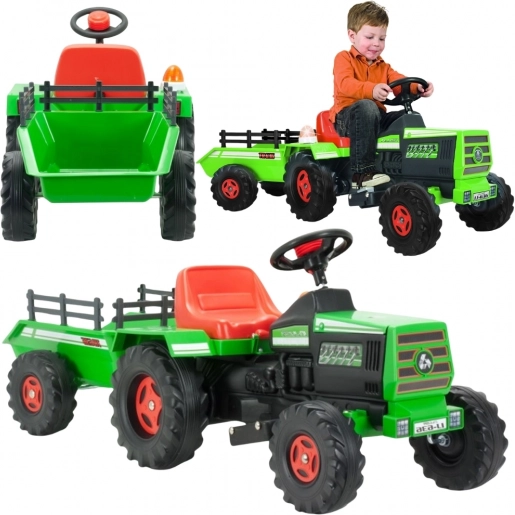 injusa otroški električni traktor basic 6v s prikolico