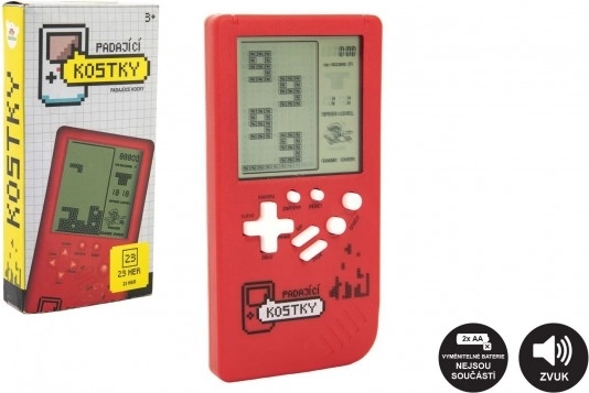 Digitalna igra Pade kocke – miselna uganka, plastika 7×14 cm, na baterije, z zvokom – Rdeča