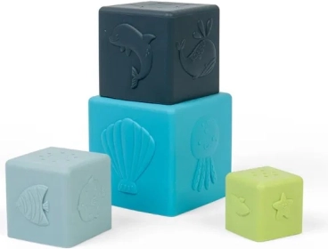 Bigjigs Toys zložljive kocke z morskimi motivi