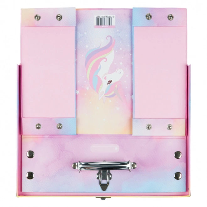 BAAGL zložljiv šolski kovček Rainbow Unicorn s kovinskimi robovi