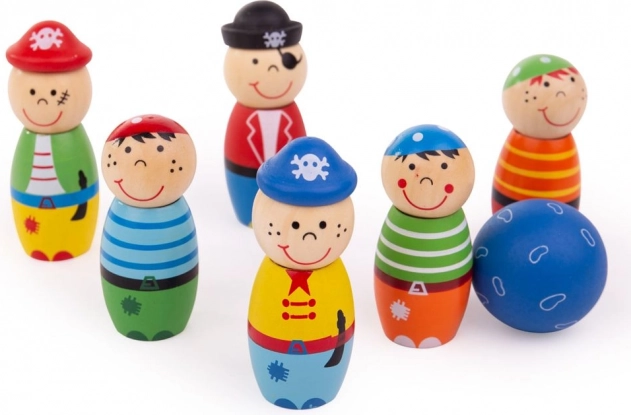 Barviti leseni keglji Pirati za otroke