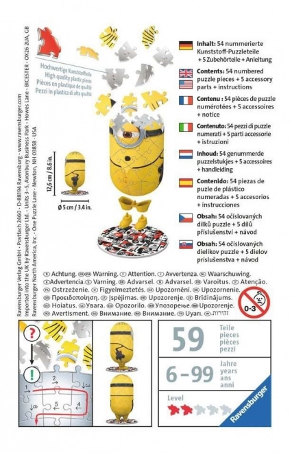 3D sestavljanka Mimoni 2: Kung Fu od Ravensburger, 54 kosov